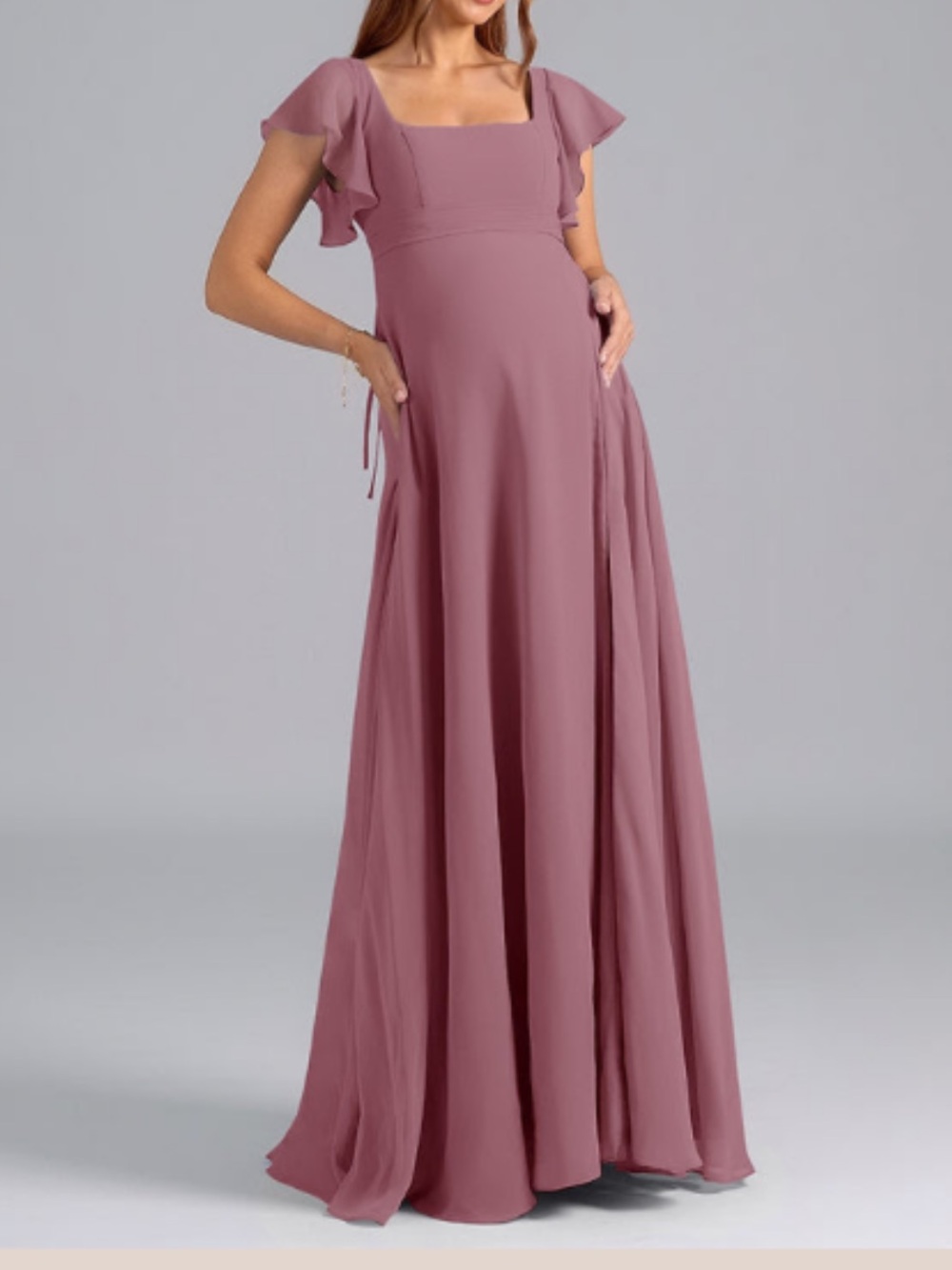 Azazie Maternity Bondi Dress | Color: Vintage Mauve - Size 12 Maternity